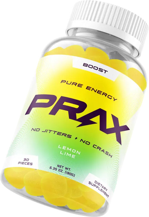 PRAX Paraxanthine pure energy boost gummy bottle